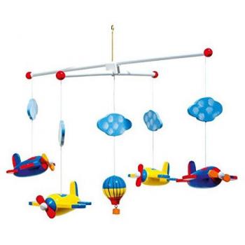 Wooden Ceiling Mobile with Aeroplanes and Balloons