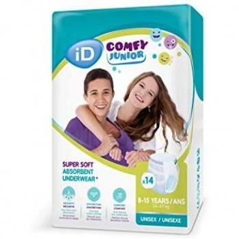 ID Comfy Junior Pants Unisex Sous-Vêtements de Nuit Absorbants pour Enfants 8-15 Ans 14 Pièces