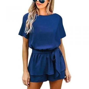 Roski‑Keyhole Romper Damen – kurzärmig, blau (Königsblau) – XL