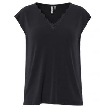 Damen T-Shirt von Pieces mit Spitzenbesatz und Rundhalsausschnitt Kamala