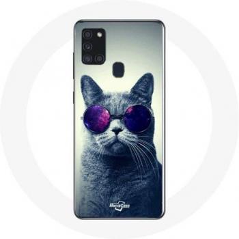 Samsung Galaxy A21S Hülle im Stil einer Katzenbrille