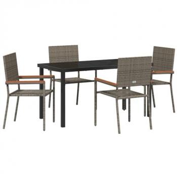 Completo di Sedie e Tavolo Giardino 5 Pezzi Grigio Polyrattan