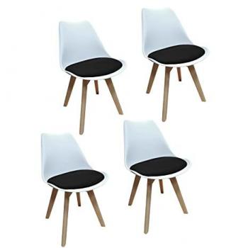HTI‑Living Möbel: Esszimmerstuhl „Atlanta“ (weiß/Schwarz) mit Kunststoffschale und Holzteilen