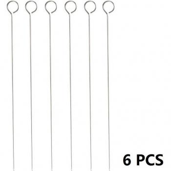 6pcs Flat Metal Kebab Skewers with Ring Handle