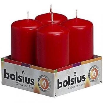 Bolsius Stumpenkerzen Rot, 4er Pack, 100 mm x 50 mm
