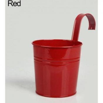 Vibrant Metal Bucket Planter for Balcony and Garden, Free‑Standing Hook Design