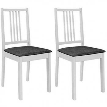 Sillas de comedor con cojines de madera blanca (2 unidades)