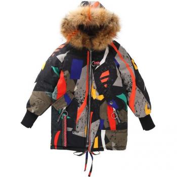 Thick Fur Collar Hooded Winter Coat for Girls