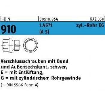 Verschlussschraube mit Bund DIN 910-2 1/4 A A5 / 1.4571 Entlüftung 10 Stück