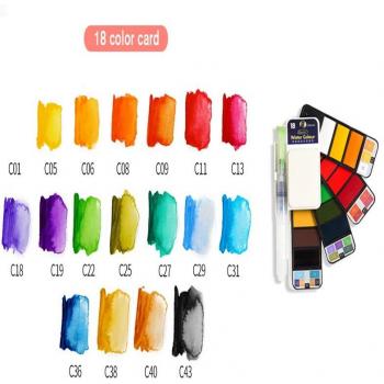 Superior 42 Color Solid Watercolor Paint Set with Water Brush Pen