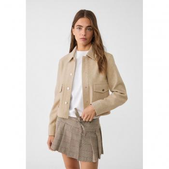 Stradivarius Beige Kurze Soft-Touch-Jacke L