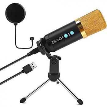 Beedove USB Microphone, Condenser PC Microphone, Professional Recording Plug and Play One Key Mute with Stand & Pop Filter for Computer Laptop PS4, for Singing Podcasting Gaming Youtube