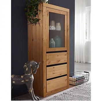 WILSON-69 Highboard aus Kiefer massiv, eichefarbig mit Schubkästen, B/H/T: ca. 61,5/150/42 cm