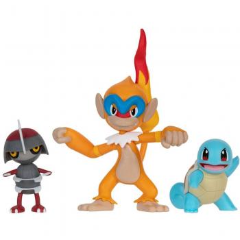 Pokémon Trio Battle Figures – Scalpion, Carapuce, Chimpenfeu (5 cm)