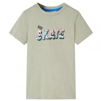 Camiseta Infantil Caqui Claro con Estampado de Skate