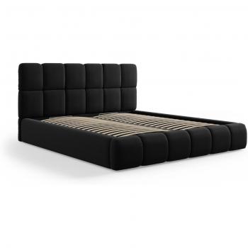Lit coffre élégant 140x200cm en tissu velours noir