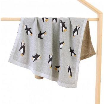 Manta de bebé pingüino de algodón