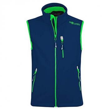 Trollkids Softshell‑Weste für Kinder – Modell Trollfjord, Größe 110, Marineblau
