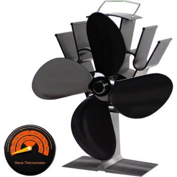 Large Airflow Heat Powered Fireplace Fan with 4 Blades