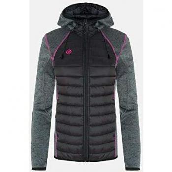 IZAS Zujar Faserjacke für Damen, Schwarz/Dunkelgrau/Fuxia, L