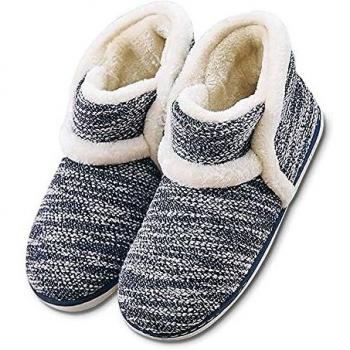 Zapatillas Antideslizantes de Invierno para Mujer Pelusa Azul Oscuro 41/42