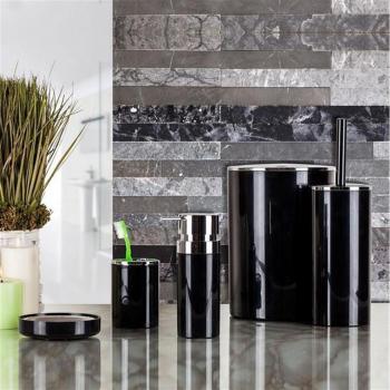 Set Accessori Bagno Primanova Leno 5 Pezzi Nero 18.5x25.5 cm