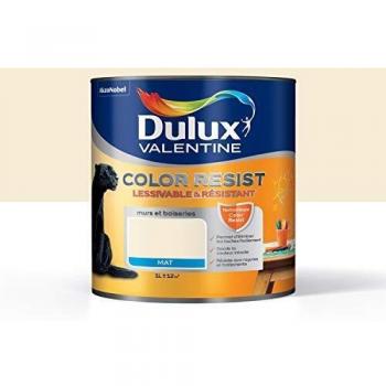 Peinture Color Resist Dulux Valentine pour murs et plafonds, finition mate, blanc platine, contenance 1 L