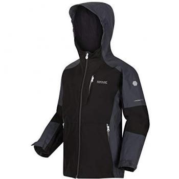Regatta Kids Calderdale II Waterproof Jacket (Black / Seal Grey)