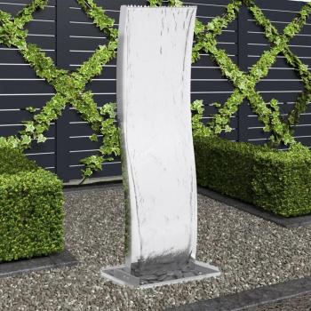 Fontana da Giardino con Pompa 130 cm Acciaio Inox Curvo