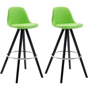 CLP Lot De 2 Tabourets De Bar Franklin Similicuir Vert