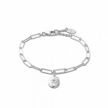 Forget Me Not Silver and 9ct Rose Gold Paper Link Chain Bracelet