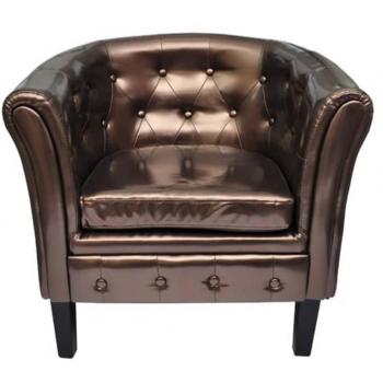 VidaXL Brown Chesterfield Couch with Wooden Frame and Faux Leather Seating