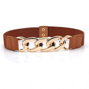 Ceinture large en tissu élastique avec boucle dorée