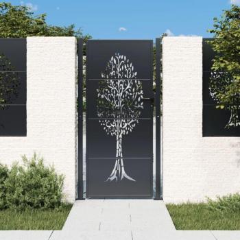 Gartentor Anthrazit 105x180 cm mit stilvollem Baum-Design