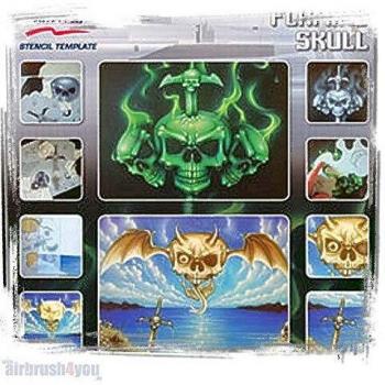 Feuernder Schädel Airbrush‑Stencil 410136 – Harder & Steenbeck