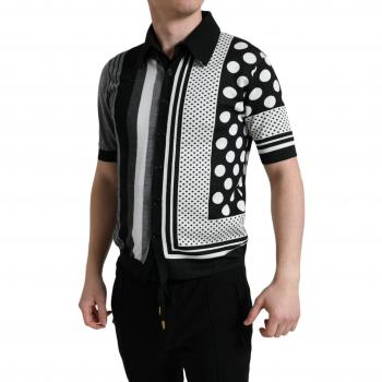 Dolce & Gabbana Men's Black Striped Polka Dot Sweater