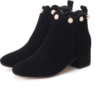 Black Suede Platform Ankle Boots for Women