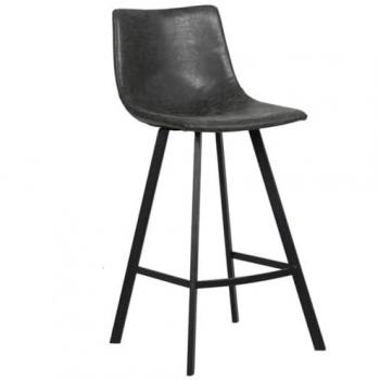 Ozone Negra PU, Silla de Mostrador con Pata de Metal – 98 cm