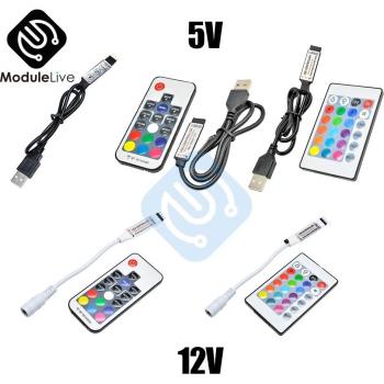 Tira de Iluminación LED Inalámbrica con Mando a Distancia, USB Combinación de 3/17/24 Botones RGB SMD 5050 3528, DC 5V/12V