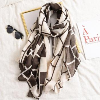 Muslim Hijab Plaid Striped Viscose Shawl 180x90cm
