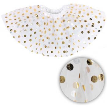 Falda de Baile Blanca con Lunares Dorados 40 cm