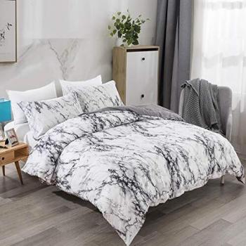 Premium Marble Print Duvet Ensemble for Adults – 3 Piece Set, 220x230 cm