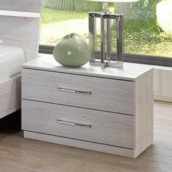 Tables de Chevets Blanc – Imitation Chêne, Lot 2 – PEGANE – 52x40x38 cm