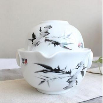 Juego de té de cerámica Kung Fu, tetera y taza con chip, fácil de manejar