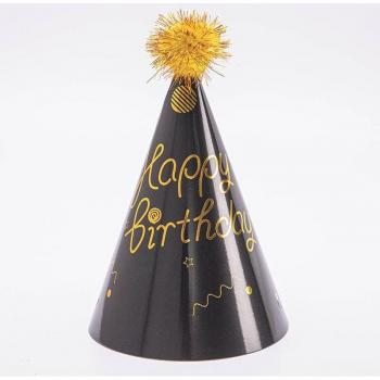 Chapeaux d'anniversaire en papier avec pompons, 10 pièces