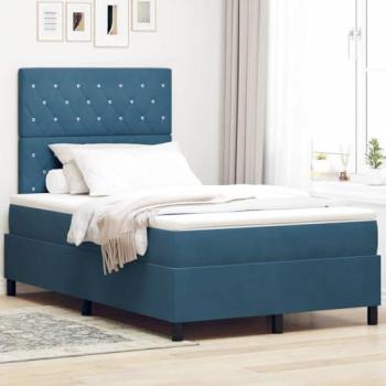 Lit Box Spring Vidaxl Avec Matelas & Led Bleu Foncé 120x190 Cm Velours