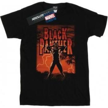 Marvel Ladies Black Panther Wakanda Lightning Cotton Boyfriend Tee L black