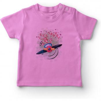 Angemiel Rosa T-Shirt für Babys mit Flugzeug und Tierdesign