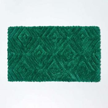 Emerald Green Super Absorbent Ikat Pattern Bath Mat with Non-Slip Backing, 50 x 80 cm