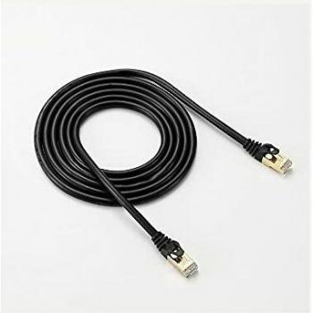 Cable RJ45 Cat 7 Negro de 2 m – Sin Fugas, Conectores Dorados, S/STP